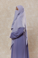 Silver Square Scarf With Half Niqab Set - Super Breathable - Quality