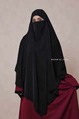 Black Mubarak Long Diamond Khimar - Nidha Extra Long