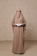 Mocha Sarah One Piece Jilbab - Zipper Sleeves - Silk Crepe