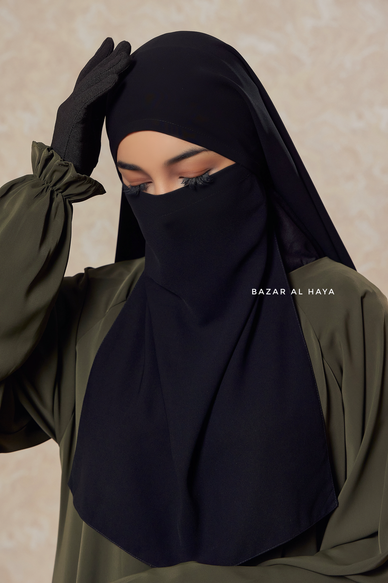 Black Single Half Niqab Super Breathable Veil Bazar Al Haya