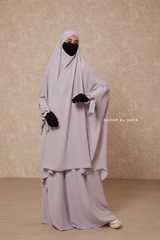 Silver Jahida Two Piece Jilbab With Loose Pants Set - Skirt-Style Shalwar