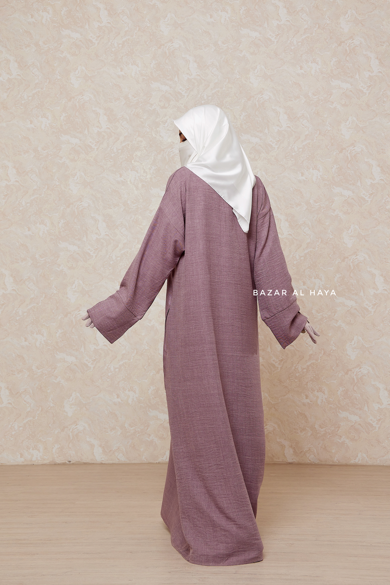 Dusty Mauve Rahima Loose Fit Comfy Abaya With Pockets - Leon