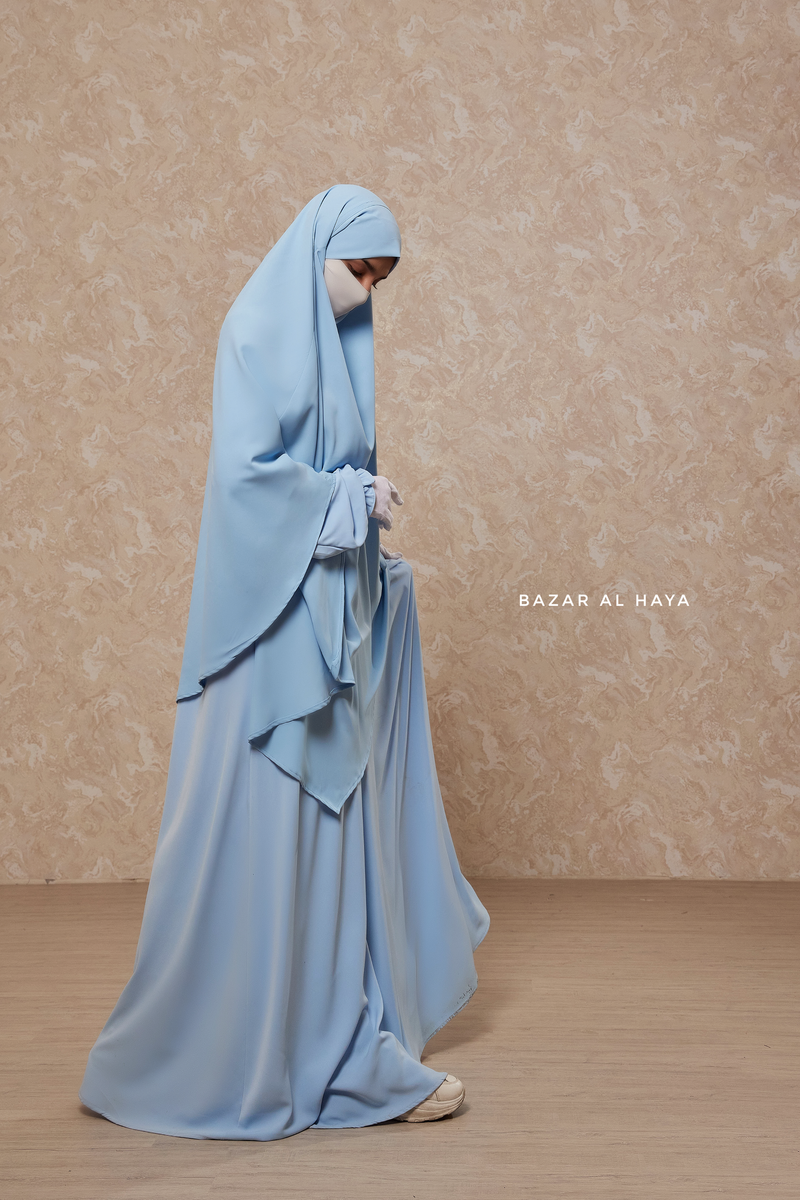 Baby Blue Salam Abaya & Mubarak Khimar Set - Nida