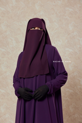 Plum Two Layer Flap Niqab - Premium Wool Chiffon - Large