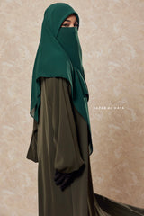 Emerald Square Scarf With Half Niqab Set - Super Breathable - Medium