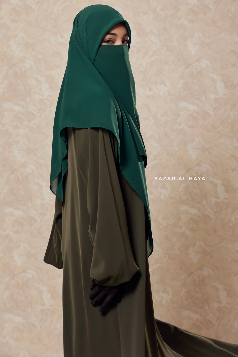 Emerald Square Scarf With Half Niqab Set - Super Breathable - Medium