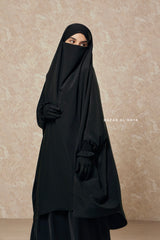 Black  Hoor - Two Piece Jilbab With Skirt Set- Nida