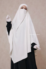 Mubarak Long White Diamond Khimar - Nidha Extra Long