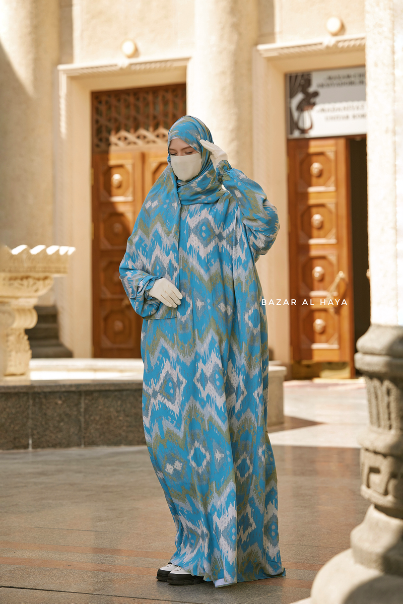 Azure Print Prayer / Salah Dress 2 - Super Breathable In 100% Cotton