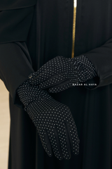 Black Touch Screen Dotted Long Gloves - One Size