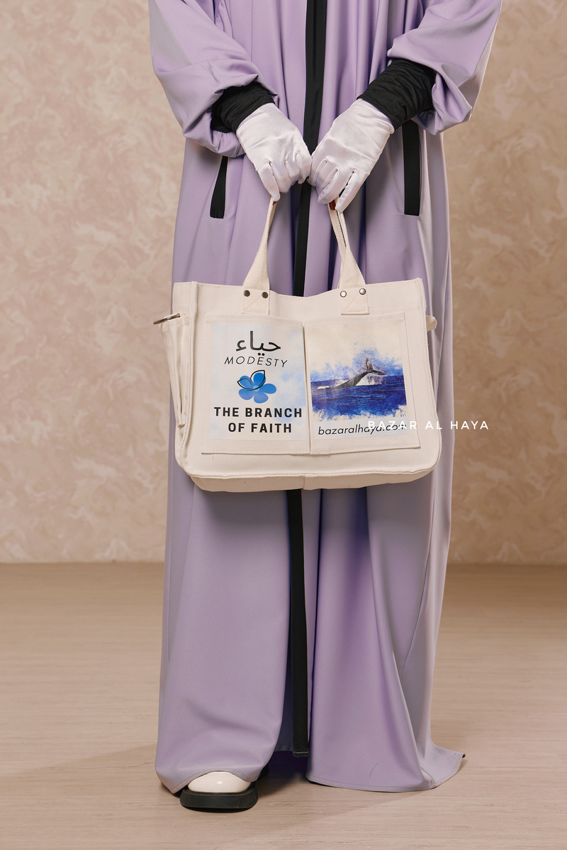 “Modesty - The Branch Of Faith” Ivory Cotton Tote Bag