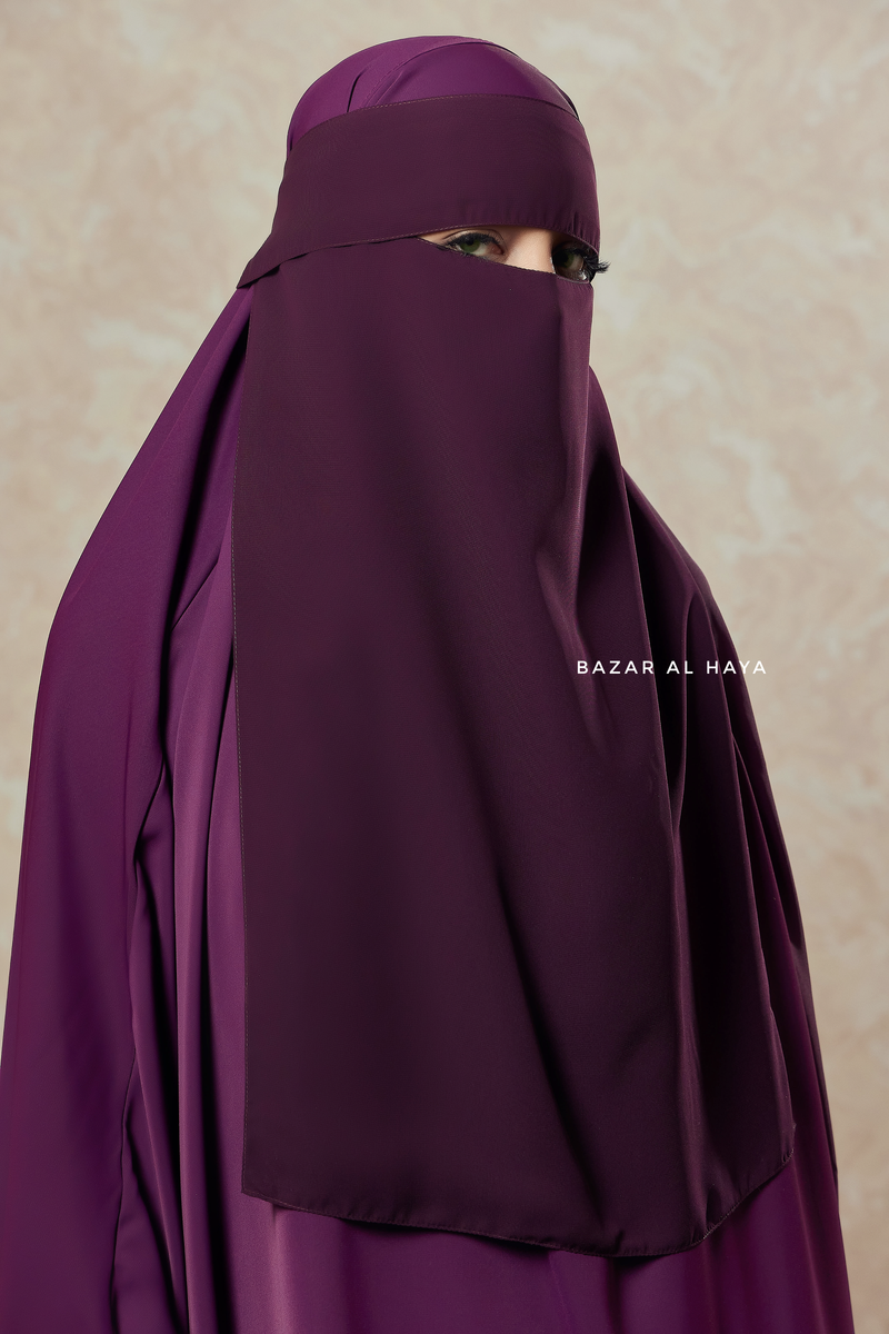 Plum Flap Single Niqab - Super Breathable Veil - Large