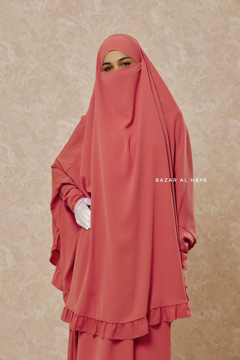 Raspberry Ibadah Pink Two-piece Jilbab with Skirt, Haj, Umrah Garment & Prayer Set