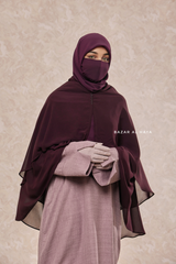 Purple Two Layer Medium Snap Scarf, Khimar, Cape - Super Soft - 3 in 1