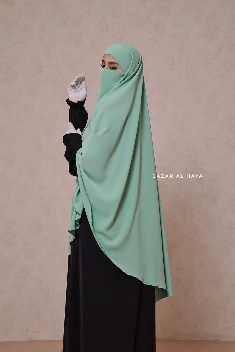 Mint Mubarak Long Triangle Diamond Khimar - Nidha Extra Long