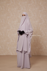 Silver Jahida Two Piece Jilbab With Loose Pants Set - Skirt-Style Shalwar