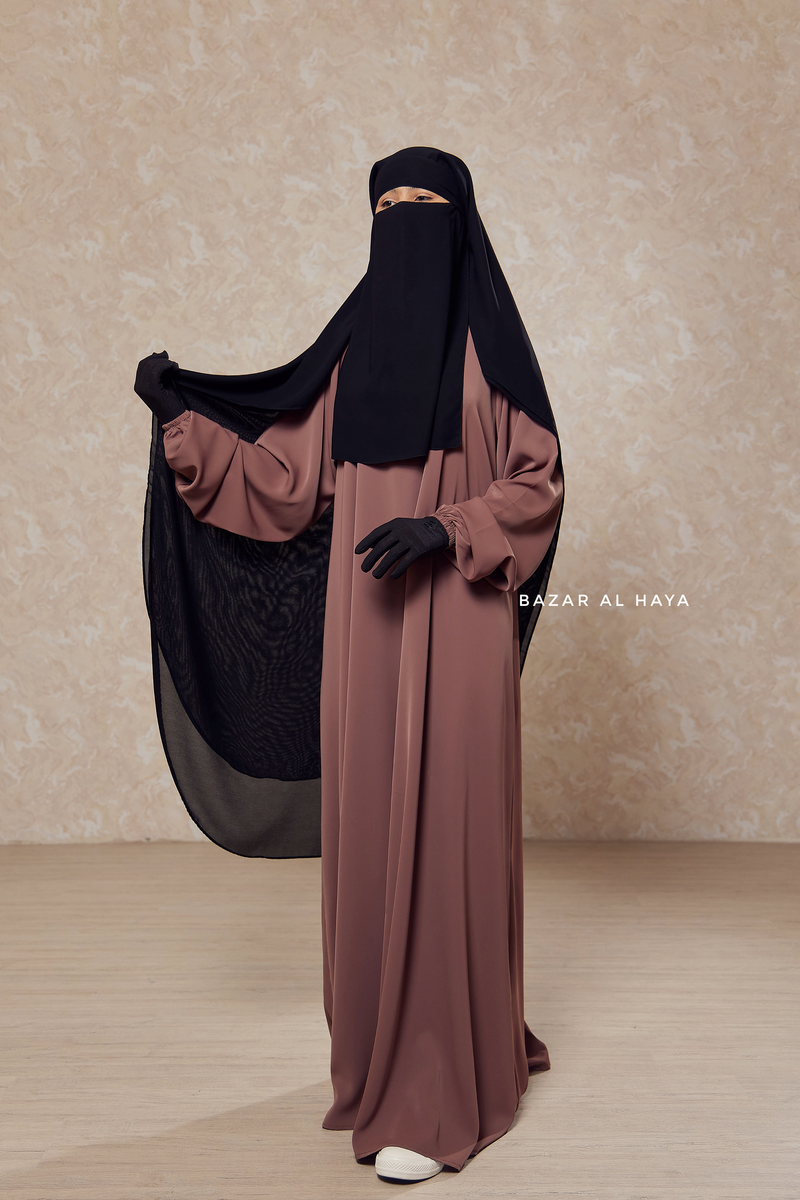 Black Two Layer Scarf Niqab - Long & Wide - Super Breathable Veil