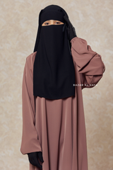 Black Two Layer Niqab - Premium Wool Chiffon - Medium