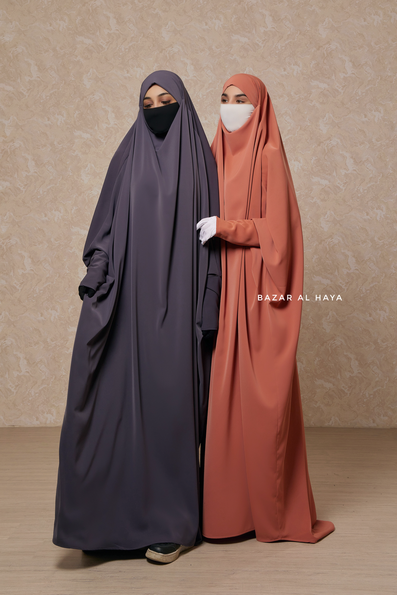 Sarah One Piece Jilbab - Zipper Sleeves - Silk Crepe