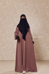 Taupe Rose Salam 2 Abaya - Comfy Style Front Zipper - Nida