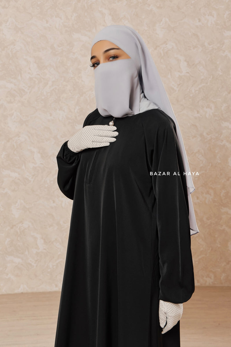 Black Salam 2 Abaya - Comfy Style Front Zipper - Nida