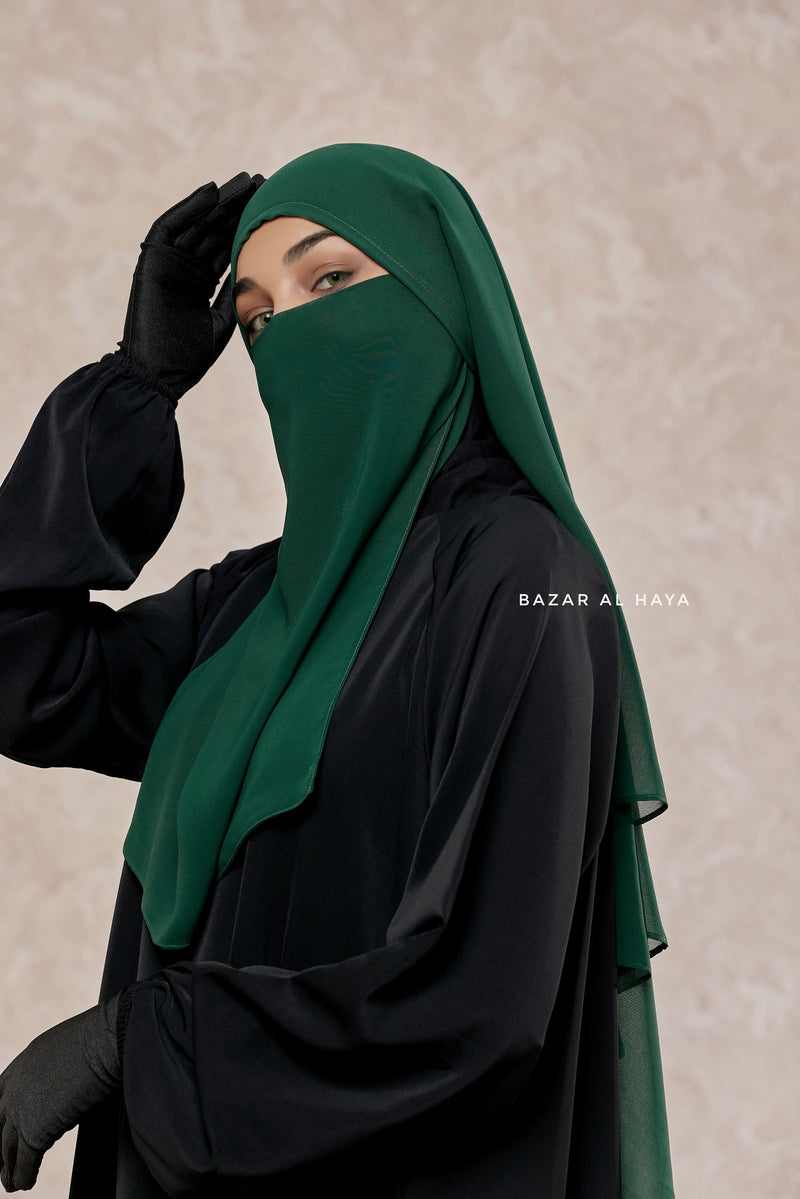 Emerald Green Single Half Niqab - Super Breathable Veil