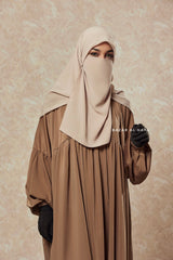 Camel Muna 2 Loose Fit Summer Abaya Dress - Sheen Kharir