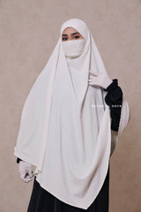 Mubarak Long White Diamond Khimar - Nidha Extra Long