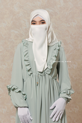 Mint Afsah Ruffle Lightweight Abaya Dress - Breathable Crepe Cotton