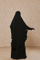 Black Ibadah Two-piece Jilbab with Skirt, Haj, Umrah Garment & Prayer Set