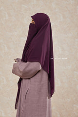 Purple Square Scarf With Half Niqab Set - Super Breathable - Quality