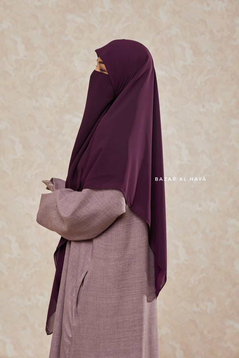 Purple Square Scarf With Half Niqab Set - Super Breathable - Quality