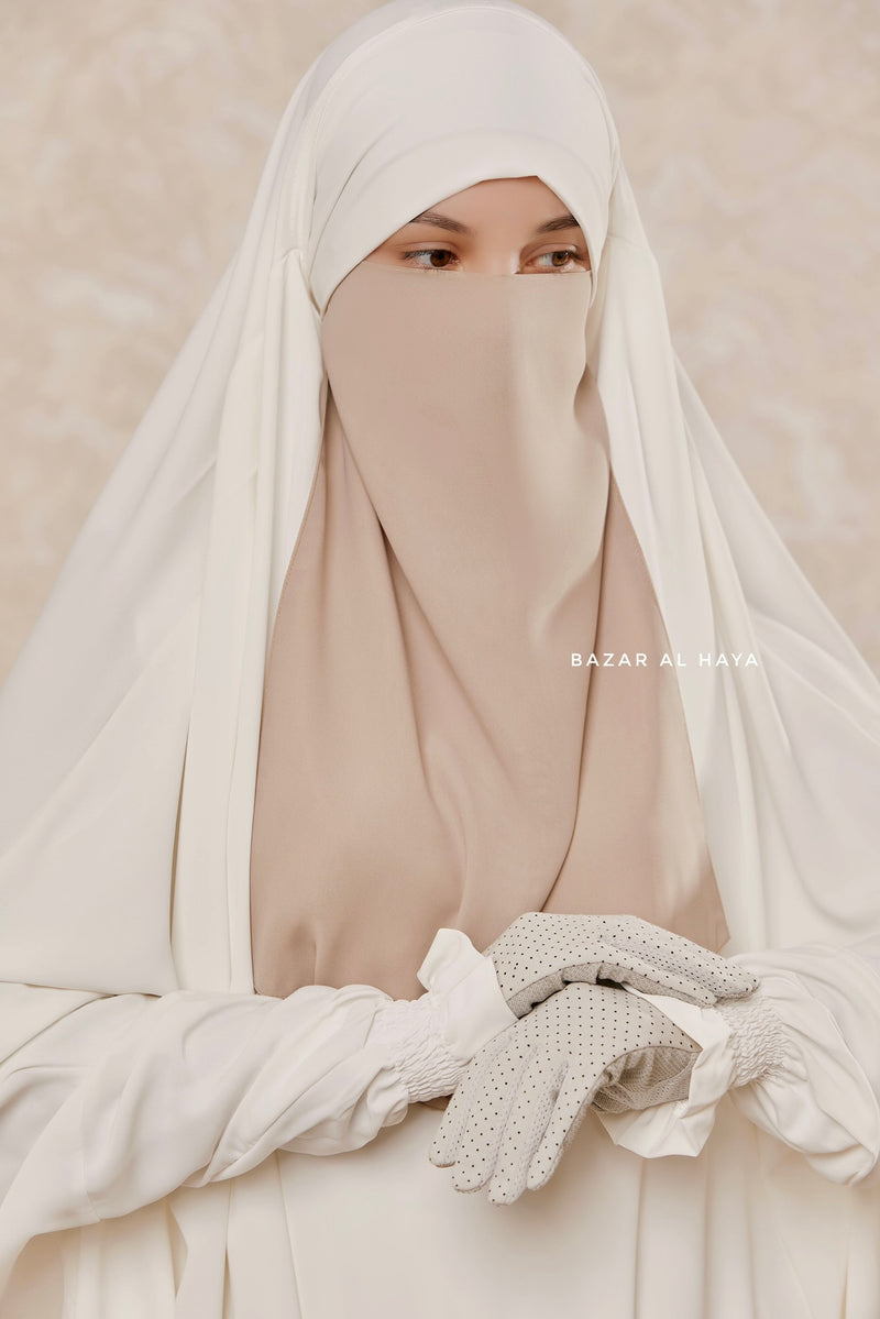 Creme Beige Single Half Niqab - Super Breathable Veil