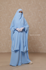 Hoor Baby Blue - Two Piece Jilbab With Skirt- Long & Loose