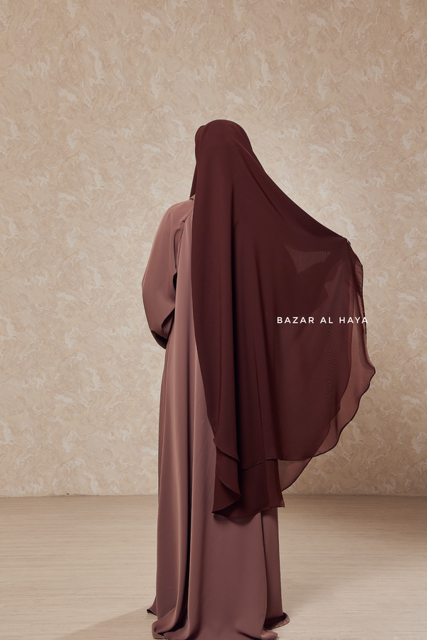 Brown Two Layer Scarf Niqab - Long & Wide - Super Breathable Veil