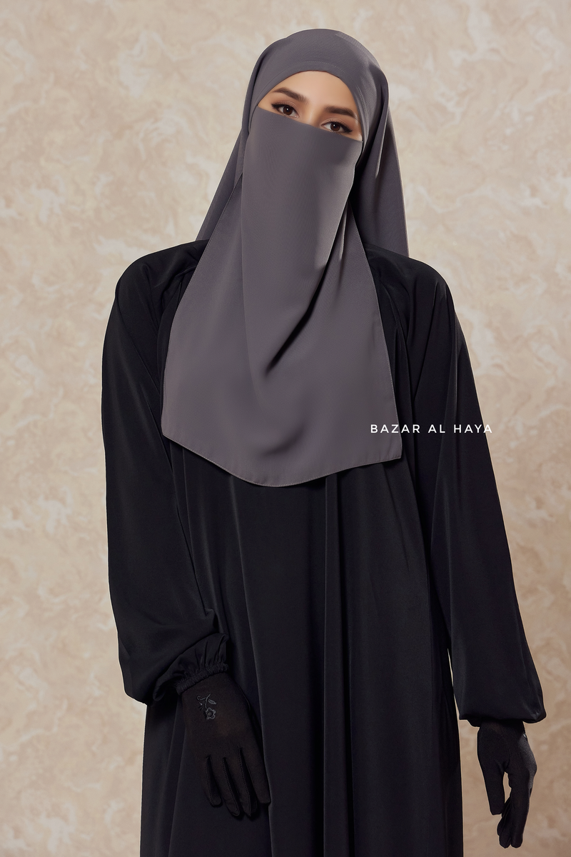 Grey Single Half Niqab - Super Breathable Veil