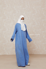 Blue Rahima Loose Fit Comfy Abaya With Pockets - Leon