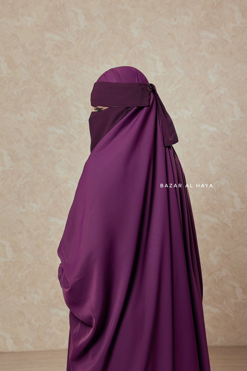 Plum Flap Single Niqab - Super Breathable Veil - Large