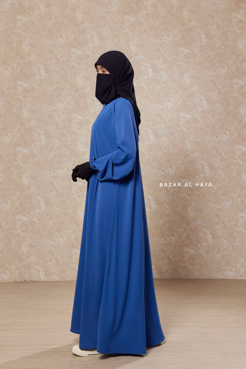 Steel Blue Salam 2 Abaya -  Comfy Style Front Zipper - Nidha