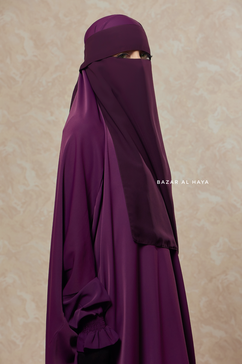 Plum Flap Single Niqab - Super Breathable Veil - Large