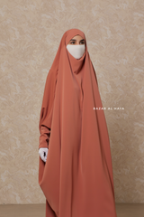 Peach Sarah One Piece Jilbab - Zipper Sleeves - Silk Crepe