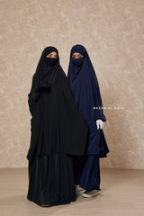 Hoor Black / Navy Two Piece Jilbab With Skirt- Long & Loose