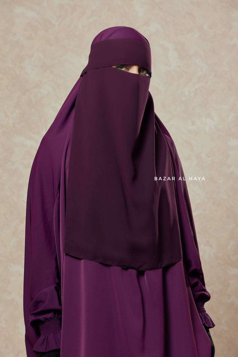 Plum Flap Single Niqab - Super Breathable Veil - Large