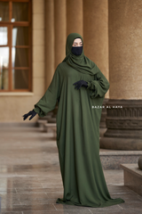 Olive Prayer / Salah Dress One Piece Jilbab 100% Cotton - Super Breathable Comfy Style