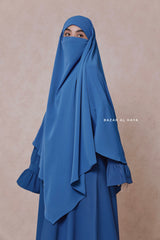 Steel Blue Mubarak Diamond Khimar - Nida Extra Long