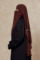 Brown Two Layer Niqab - Premium Wool Chiffon - Medium