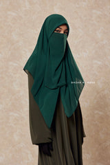 Emerald Square Scarf With Half Niqab Set - Super Breathable - Medium