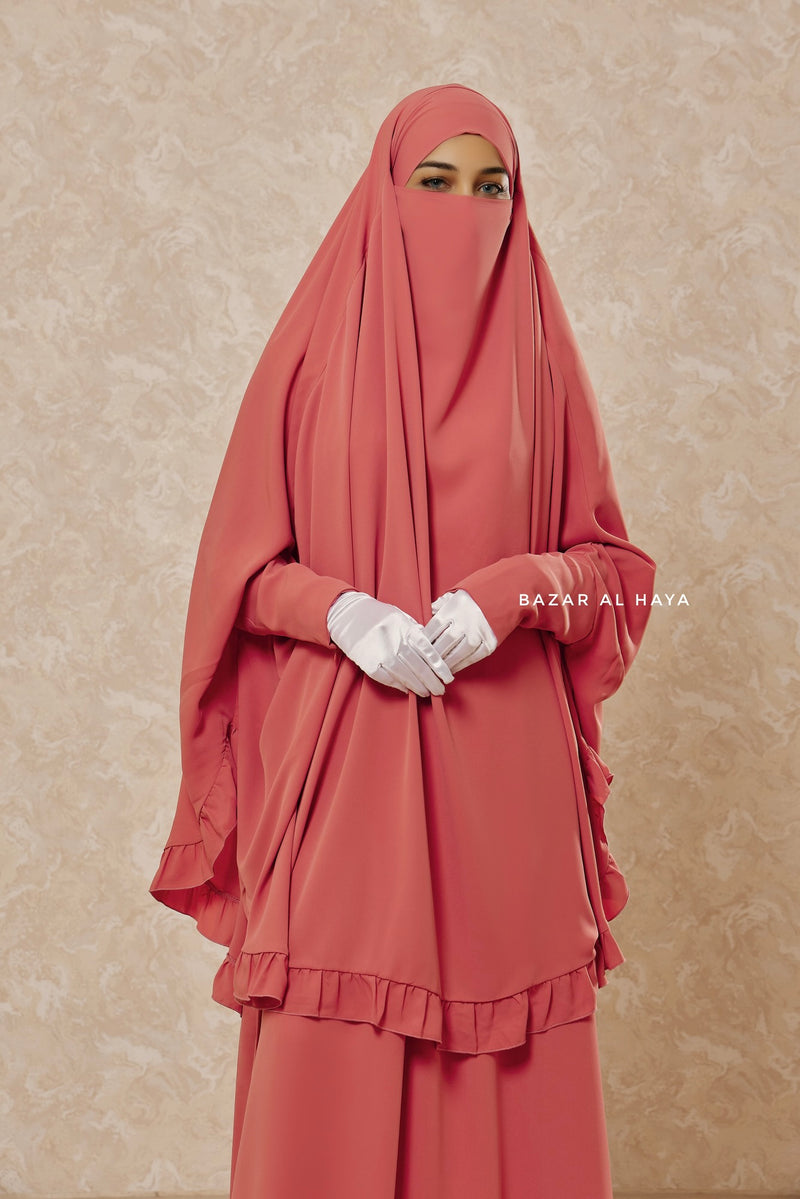 Raspberry Ibadah Pink Two-piece Jilbab with Skirt, Haj, Umrah Garment & Prayer Set