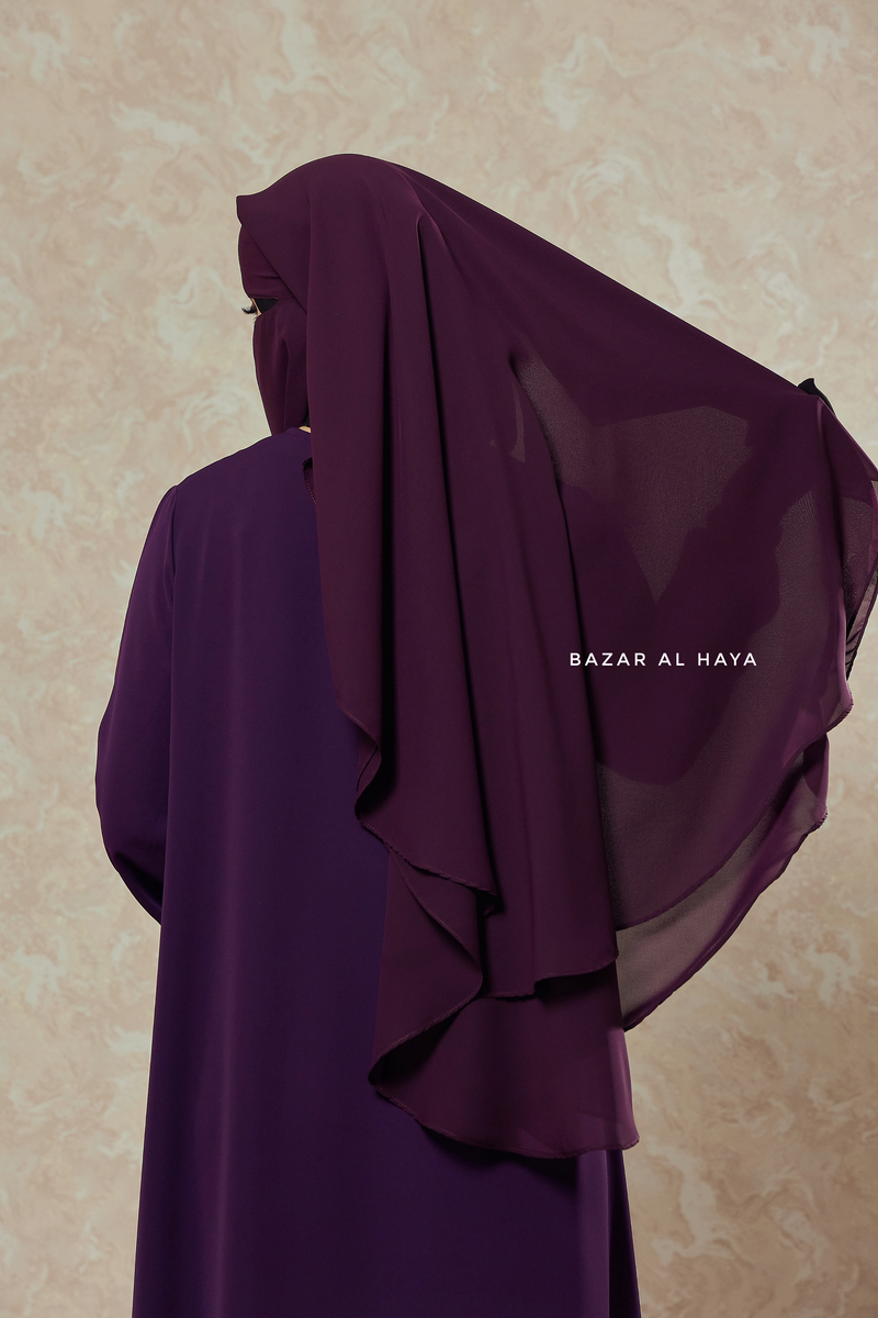 Plum Two Layer Niqab - Premium Wool Chiffon - Medium