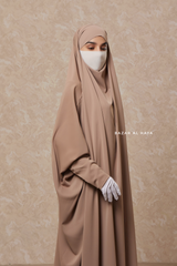 Mocha Sarah One Piece Jilbab - Zipper Sleeves - Silk Crepe